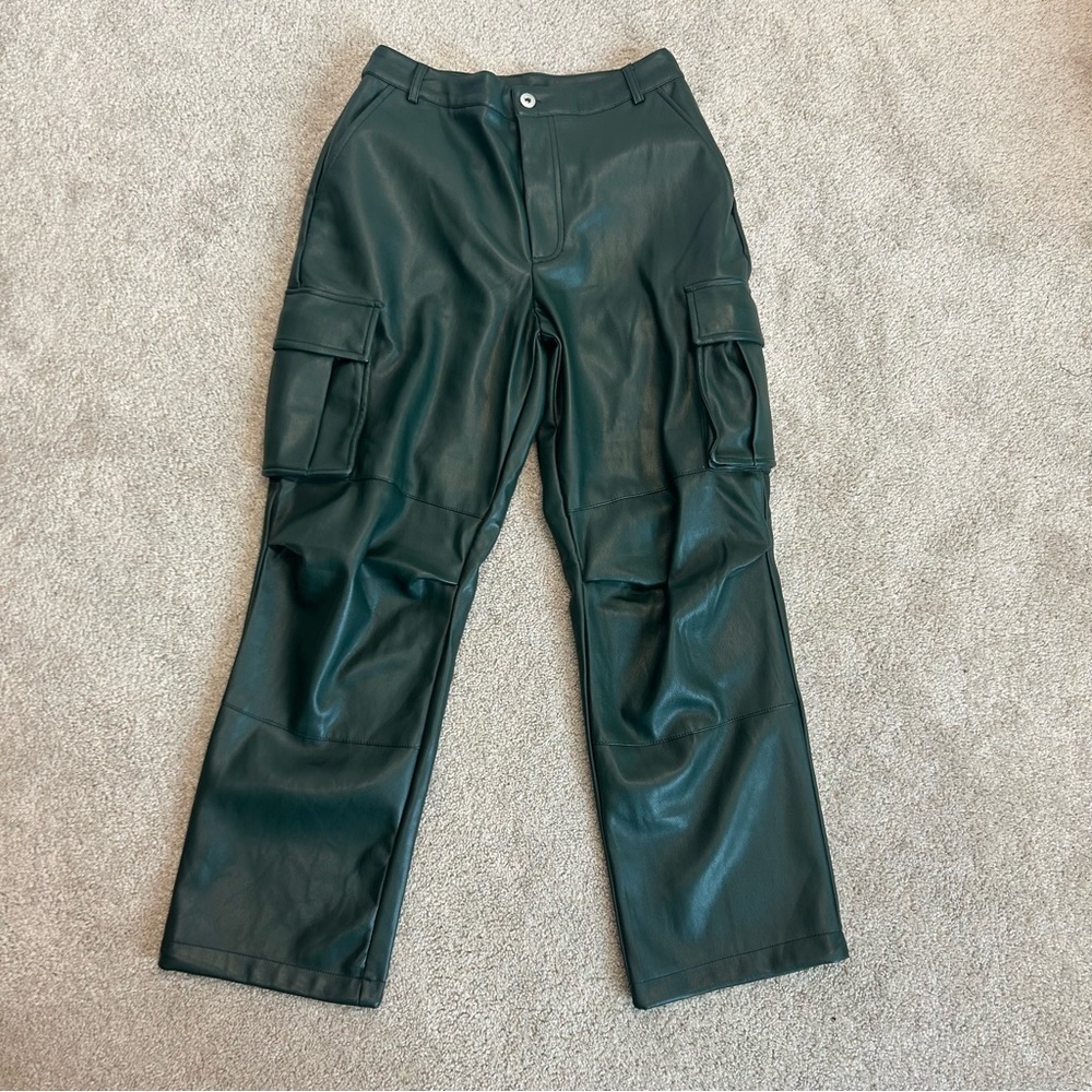 7 for all mankind dark green faux leather cargo pants drawstring ankle NWT - Picture 14 of 14